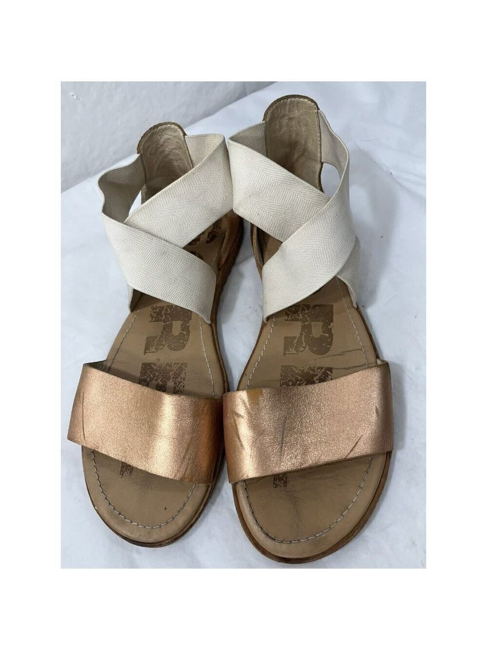 Sorel Women's Ella II  Leather Cross Strap Flat Sandals Size 8.5